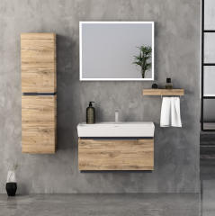 Mondeo 80 cm Banyo Dolabı Dorado Mat Antrasit Alt, Üst ve Yan Boy Dolap