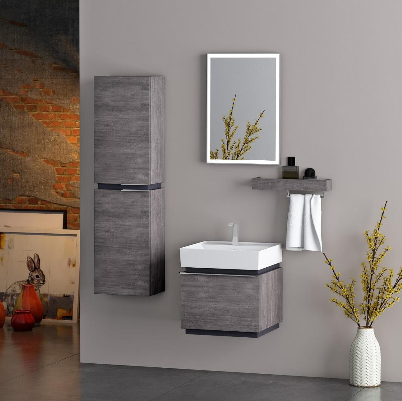 Mondeo 48 cm Banyo Dolabı Berlin Antrasit Alt, Üst ve Yan Boy Dolap