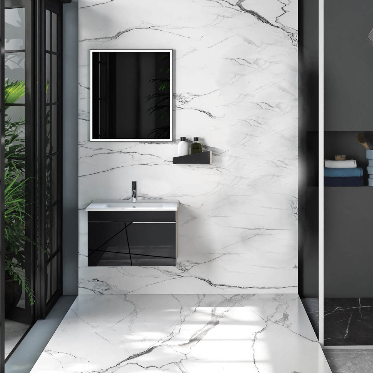 Orion 65 cm Banyo Dolabı Siyah Lizbon