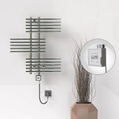 FIJI Elektrikli Havlupan 650x740 Krom (KTX3 Termostat) 200W Spiral Kablolu