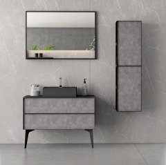 Escape 100 cm Banyo Dolabı Retro Gümüş Alt, Üst ve Yan Boy Dolap
