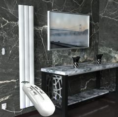 Elektrikli Alüminyum Radyatör 600 Watt 1800x300 Beyaz Uzaktan Kumandalı
