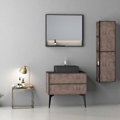 Escape 80 cm Banyo Dolabı Retro Bronz Alt, Üst ve Yan Boy Dolap