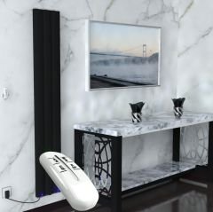 Elektrikli Alüminyum Radyatör 600 Watt 1800x300 Mat Siyah Uzaktan Kumandalı
