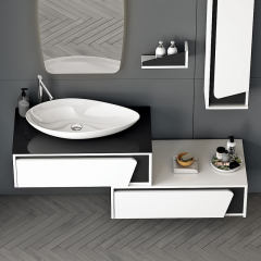 Ceed 160 cm Banyo Dolabı Beyaz-Siyah