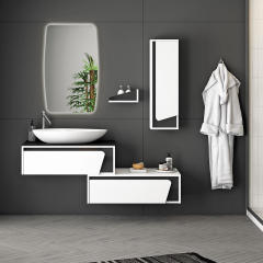 Ceed 160 cm Banyo Dolabı Beyaz-Siyah