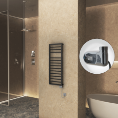 NAXOS Elektrikli Havlupan 500x1193 Siyah Mat (Thesis Termostat) 600W