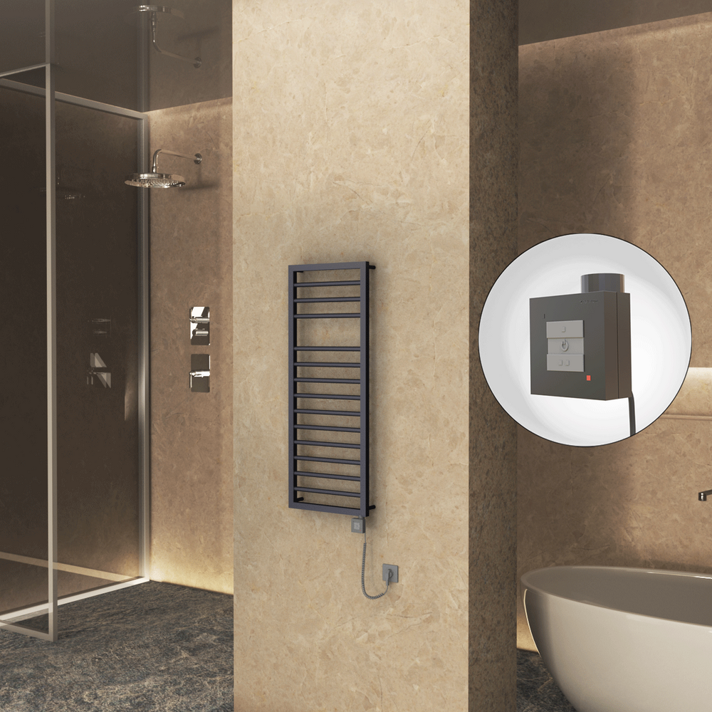 NAXOS Elektrikli Havlupan 500x1193 Koyu Antrasit Texture (KTX1 Termostat) 600W Spiral Kablolu