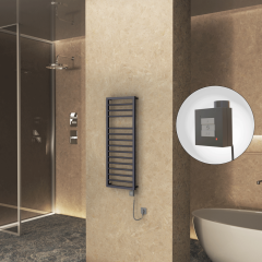 NAXOS Elektrikli Havlupan 500x1193 Koyu Antrasit Texture (KTX1 Termostat) 600W Spiral Kablolu