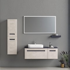 Cerato 120 cm Banyo Dolabı Lizbon Antrasit Alt, Üst ve Yan Boy Dolap