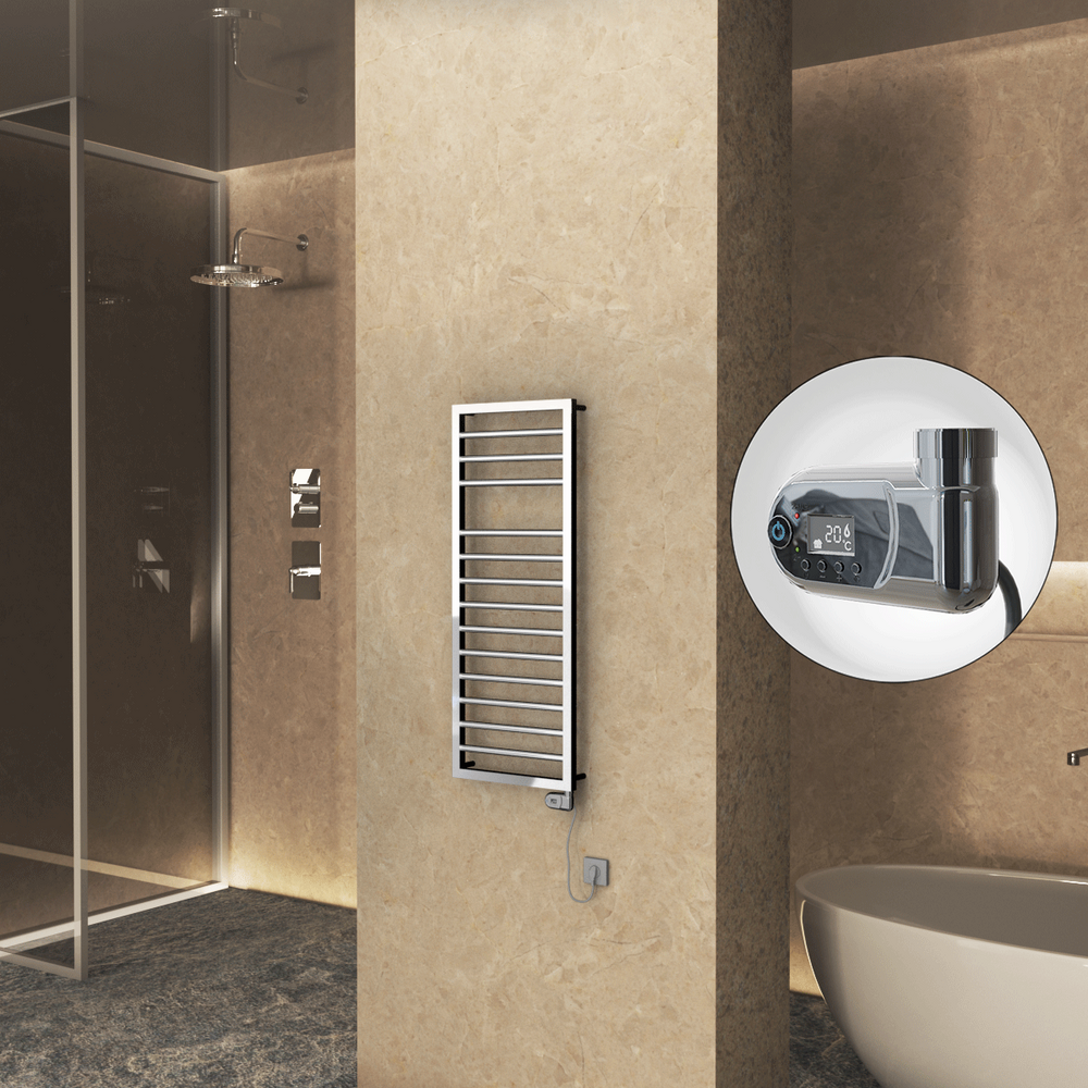 NAXOS Elektrikli Havlupan 500x1193 Krom  (Thesis Termostat) 300W
