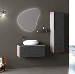Arteon 80 cm Banyo Dolabı Mat Antrasit Lizbon Alt, Üst ve Yan Boy Dolap