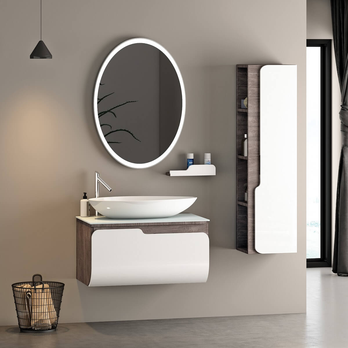 Kuga 80 cm Banyo Dolabı Beyaz Berlin Alt, Üst ve Yan Boy Dolap