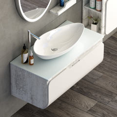 Kuga 100 cm Banyo Dolabı Antik Beyaz Beyaz