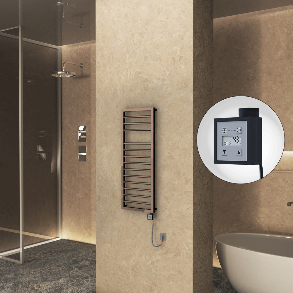 NAXOS Elektrikli Havlupan 500x1193 Rose Gold Parlak (KTX3 Termostat) 300W Spiral Kablolu