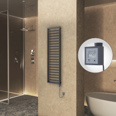NAXOS Elektrikli Havlupan 500x1655 Koyu Antrasit Texture (KTX3 Termostat) 600W Spiral Kablolu