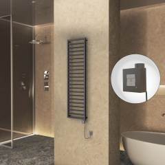 NAXOS Elektrikli Havlupan 500x1655 Koyu Antrasit Texture (KTX1 Termostat) 600W Spiral Kablolu