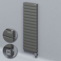 Tip 20H Elektrikli Çelik Dekoratif Radyatör 1180x400 Antrasit (KTX3 Termostat) 1000W
