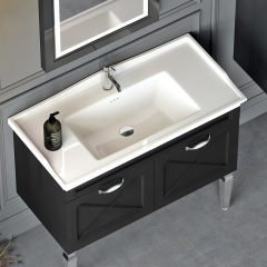 Avant 100 cm Banyo Dolabı Siyah Gümüş