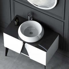 Tucson 80 cm Banyo Dolabı Beyaz Siyah