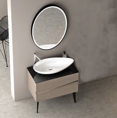 Mirage 80 cm Banyo Dolabı Karamel Siyah