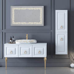 Century Gold 120 cm Banyo Dolabı Beyaz Alt, Üst ve Yan Boy Dolap