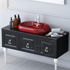 Century Silver 120 cm Banyo Dolabı Siyah Alt, Üst ve Yan Boy Dolap