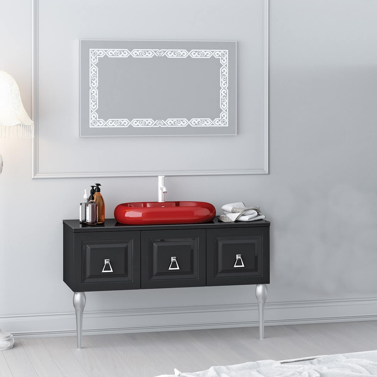 Century Silver 120 cm Banyo Dolabı Siyah