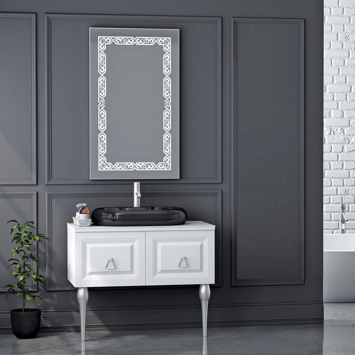 Century Silver 90 cm Banyo Dolabı Beyaz