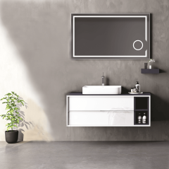 Elantra 120 cm Banyo Dolabı Beyaz-Mat Antrasit Alt ve Üst Dolap