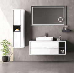 Elantra 120 cm Banyo Dolabı Beyaz-Mat Antrasit Alt, Üst ve Yan Boy Dolap