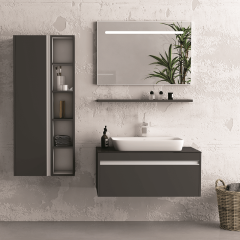 Camaro 90 cm Banyo Dolabı Fırtına Gri Alt, Üst ve Yan Boy Dolap