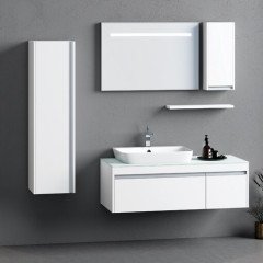 Camaro 120 cm Banyo Dolabı Beyaz Alt, Üst ve Yan Boy Dolap