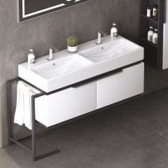 Omega 120 cm Banyo Dolabı Beyaz-Mat Antrasit