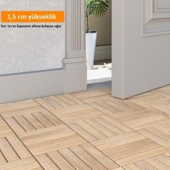 Yüzeyi İşlenmiş Ahşap Yer Karosu TEAK 20