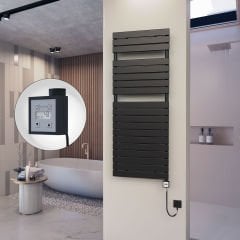 10H Elektrikli Havlupan 600x1550 Mat Siyah Ktx3 1000 Watt Spiral Kablolu