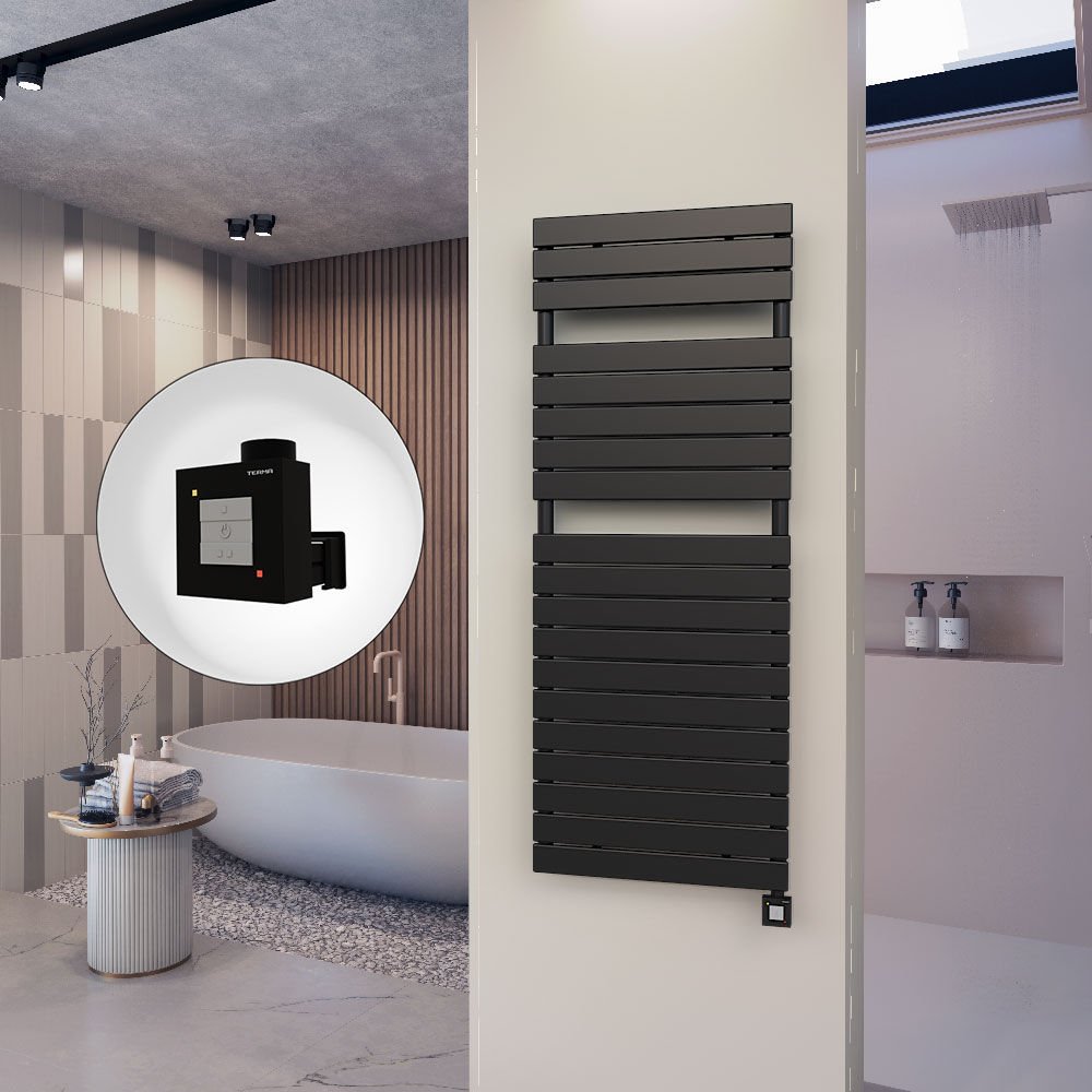 10H Elektrikli Havlupan 600x1550 Mat Siyah Ktx1 1000 Watt