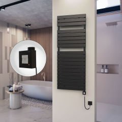 10H Elektrikli Havlupan 600x1550 Mat Siyah Ktx1 1000 Watt Spiral Kablolu