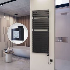 10H Elektrikli Havlupan 600x1550 Mat Siyah Ktx4 1000 Watt Spiral Kablolu