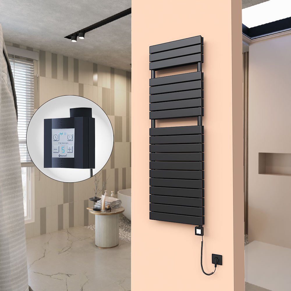 20H Elektrikli Havlupan 500x1550 Mat Siyah Ktx4 1000 Watt Spiral Kablolu
