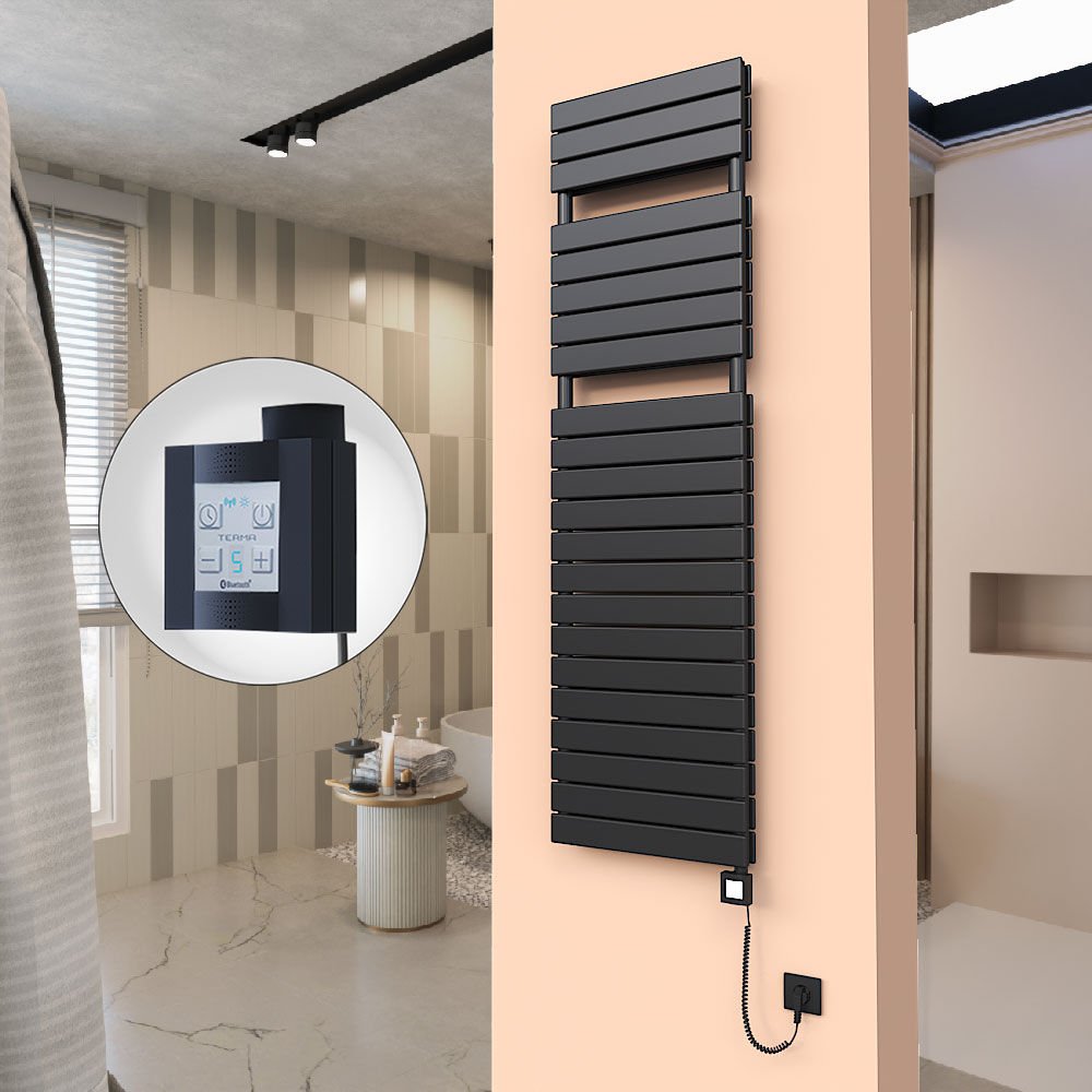 20H Elektrikli Havlupan 500x1772 Mat Siyah Ktx4 1000 Watt Spiral Kablolu