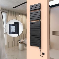 20H Elektrikli Havlupan 500x1772 Mat Siyah Ktx4 1000 Watt Spiral Kablolu