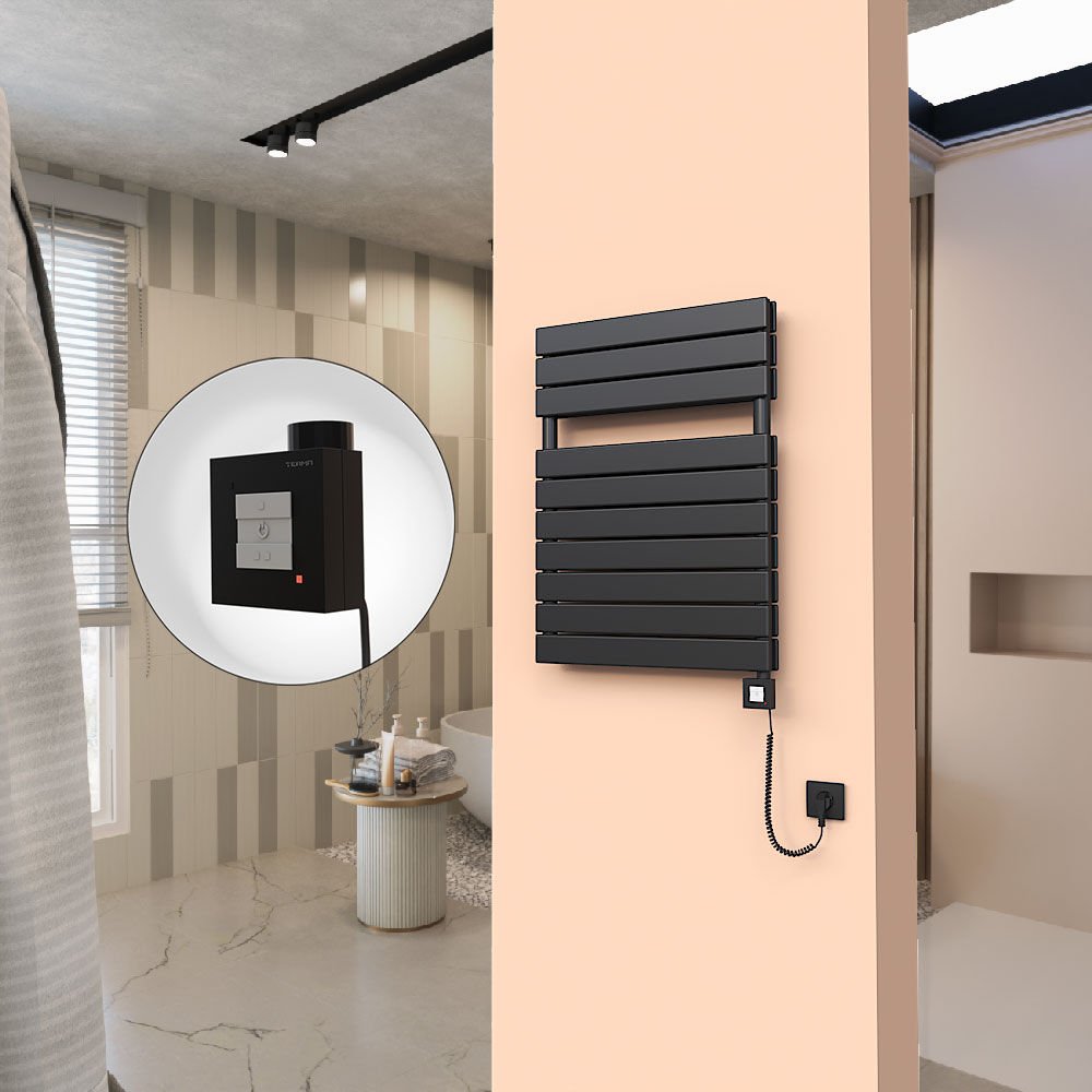 20H Elektrikli Havlupan 600x810 Mat Siyah Ktx1 1000 Watt Spiral Kablolu