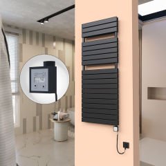 20H Elektrikli Havlupan 600x1550 Mat Siyah Ktx3 1000 Watt Spiral Kablolu