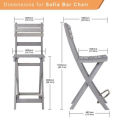 Katlanır Bar Sandalyesi Dusk Grey SOFIA (2'li Paket)