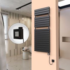 20H Elektrikli Havlupan 600x1550 Mat Siyah Ktx1 1000 Watt Spiral Kablolu