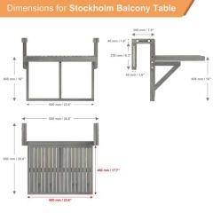 Katlanır Balkon Masası 60X45cm Dusk Grey STOCKHOLM