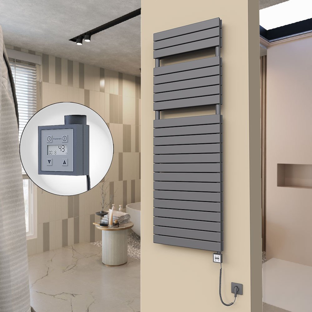 20H Elektrikli Havlupan 600x1772 Antrasit Ktx3 1000 Watt Spiral Kablolu