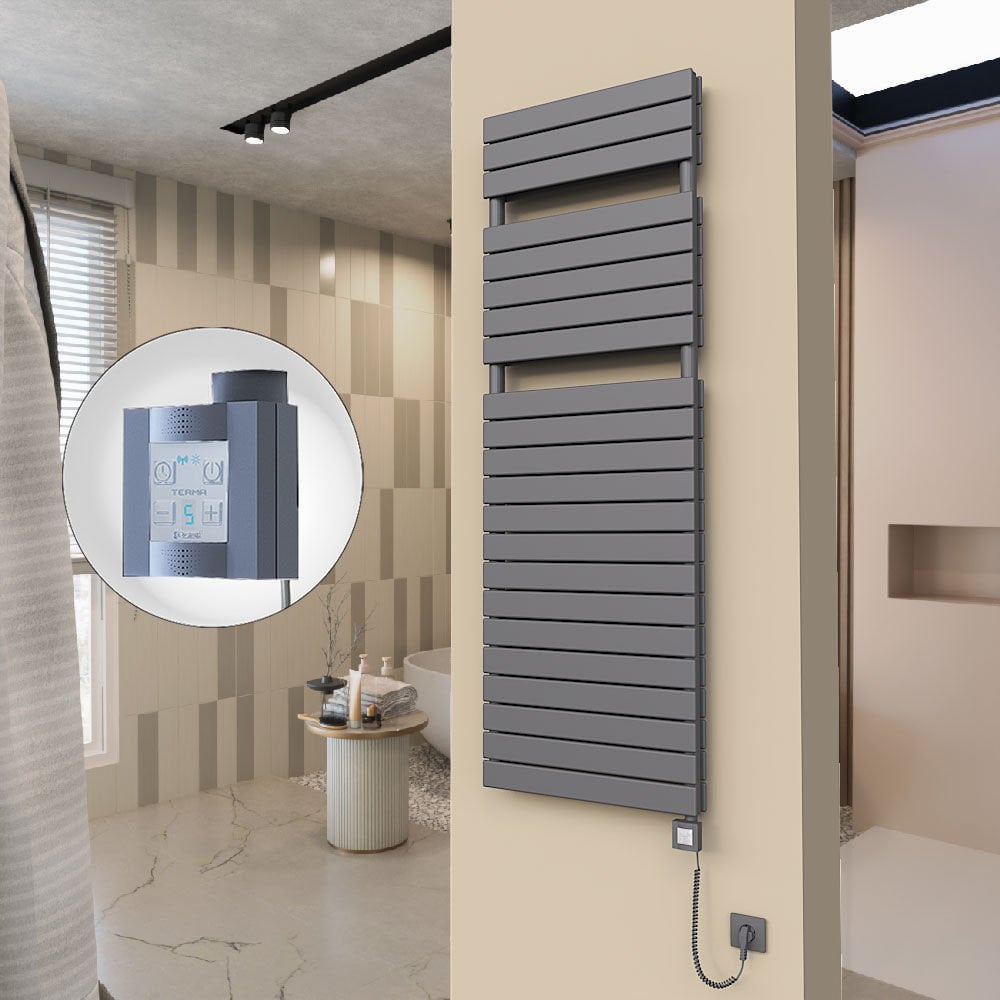 20H Elektrikli Havlupan 600x1772 Antrasit Ktx4 1000 Watt Spiral Kablolu