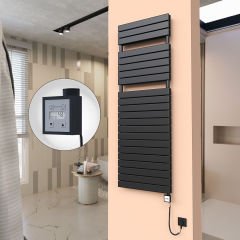 20H Elektrikli Havlupan 600x1772 Mat Siyah Ktx3 1000 Watt Spiral Kablolu